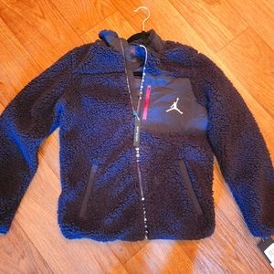Nike Jordan Big Boys Full Zip Sherpa Jacket Black 95A724 Size XL